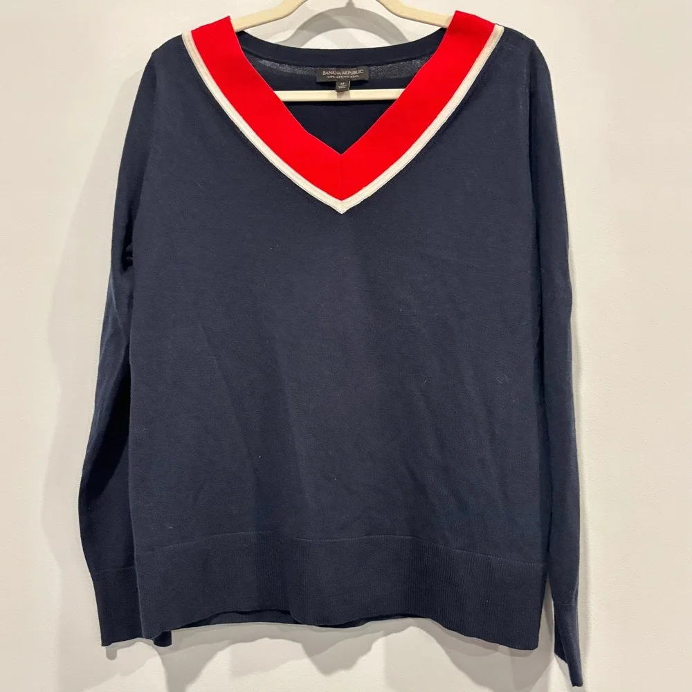 Banana Republic Mens Sweater Medium Merino Wool Preppy Collegiate Nautical 20476